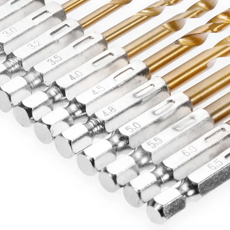 Spade Drill Bit Set, 1/4 Inch Hex Shank Drive Drill Bit Set, High Speed Steel Drill Bit Set for Wood, Plastic Hole Drilling 5