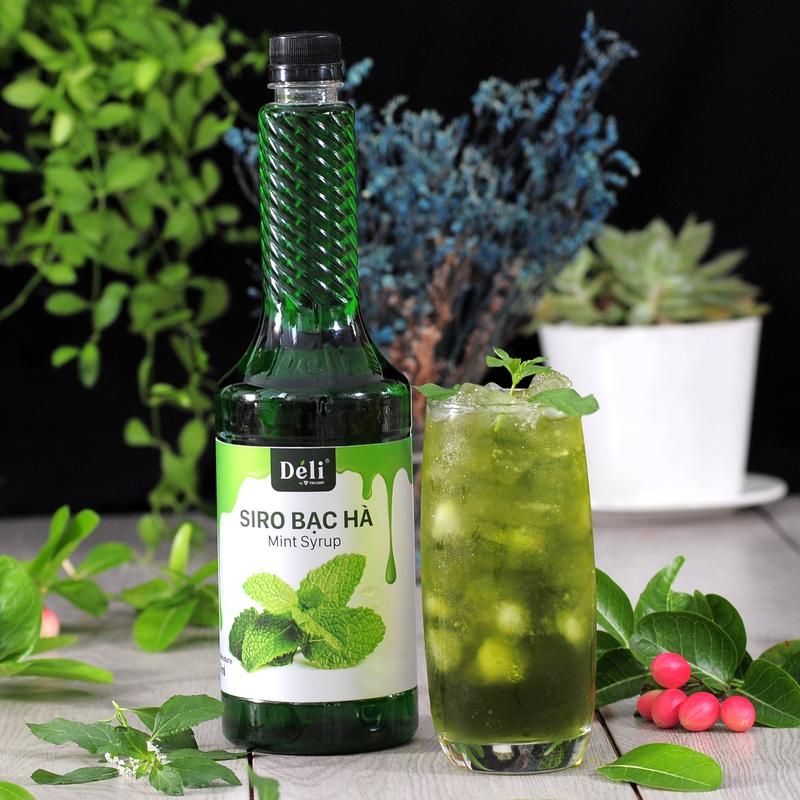 Siro Bạc Hà Déli - 1 lít - đậm đặc, thơm ngon chuyên dùng pha chế trà trái cây, soda 5