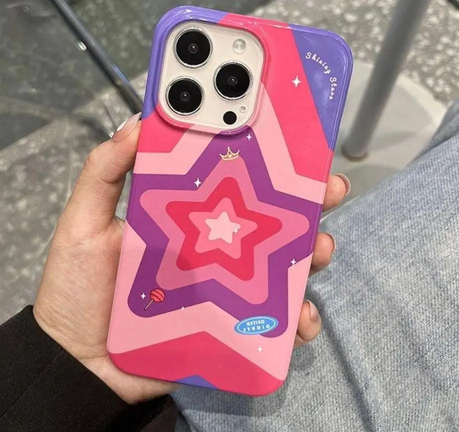 เคสไอโฟนลายstar circle purple candy ไม่ครอบเลนส์