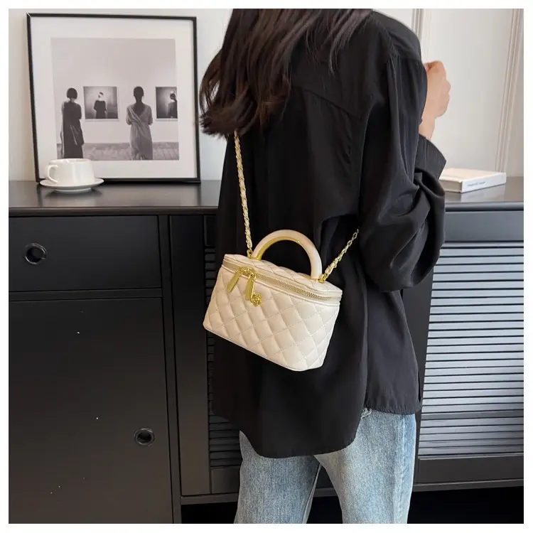 Túi cốp da quai kiềng mạ size 18 Bag Nữ Da 7