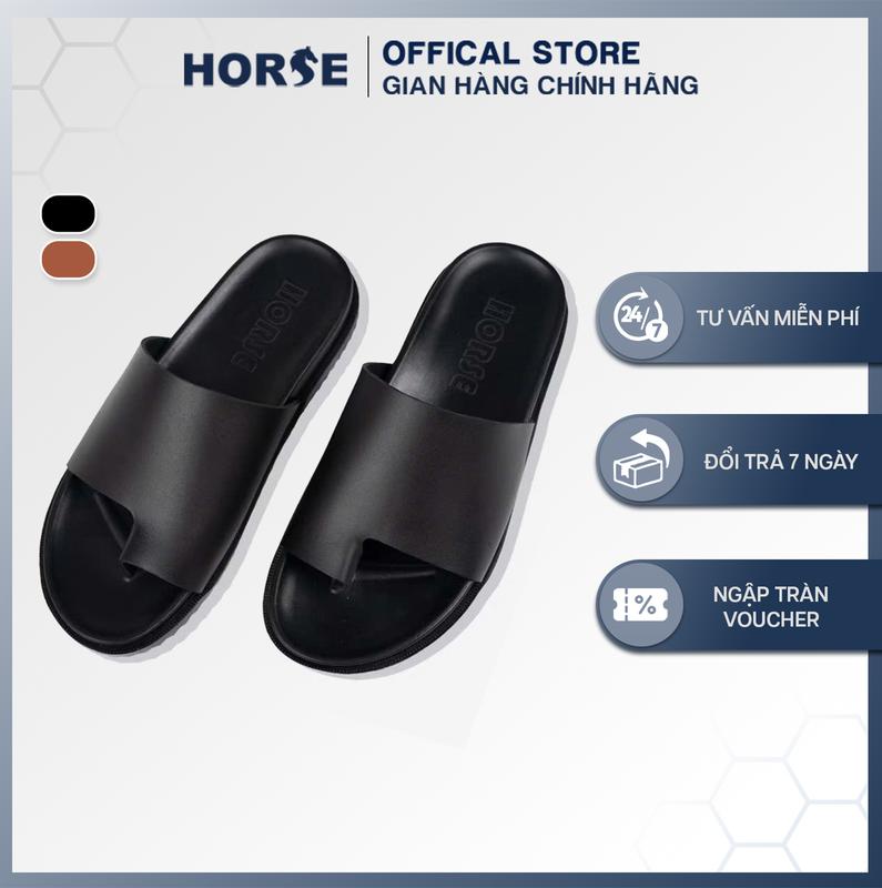 [ Horse Store ] - Dép Da Bò Quai Ngang Xỏ Ngón Thời Trang Nam Nữ, Đế Cao Su , Lót Đế Êm, 2 Màu Đen Vàng Bò - 1B Kẹp.