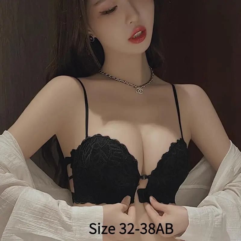 Áo Ngực Ren Gợi Cảm, Kiểu Không Dây, Cài Trước, Đẩy Ngực Nhỏ Chống Trượt, Thiết Kế Lưng Đẹp, Thích Hợp Cho 32-38AB