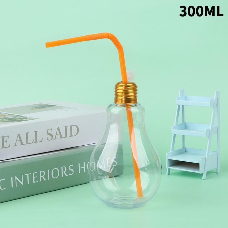Product Introduction of 1Pc 200to500ml Creative Clear Artificial Fake Light Bulb Shaped Bottle Can Emit Light Drink Cup Juice Bottle Party Decor 33