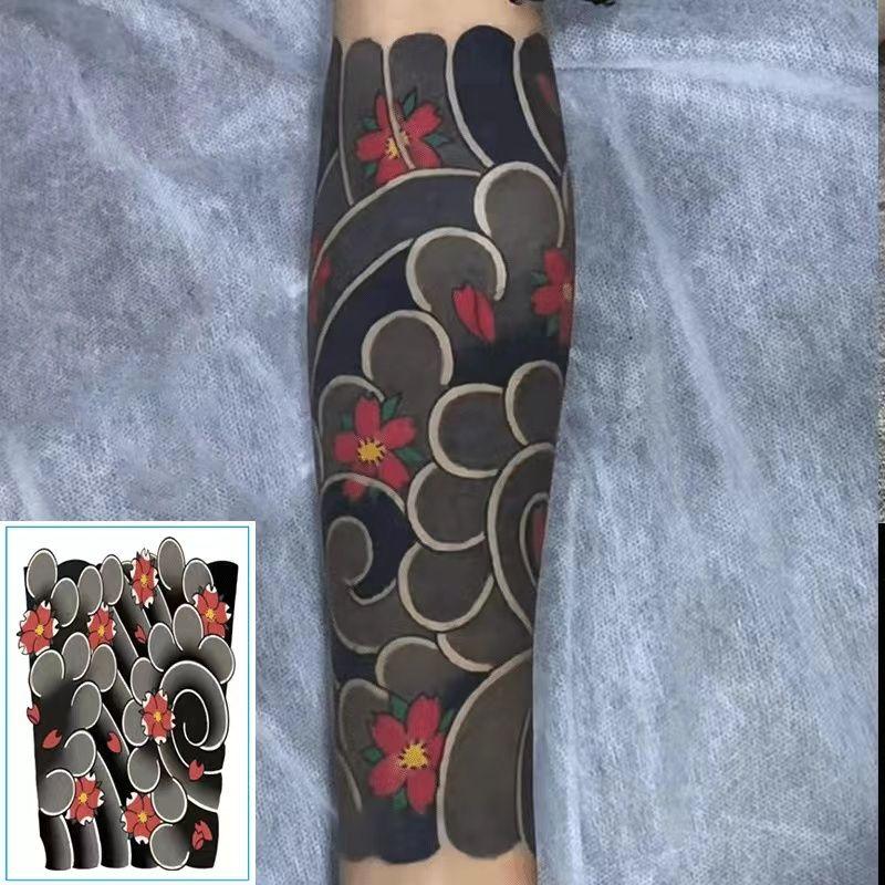  Miếng Dán Hình Xăm Phong Cách Nhật Bản Thiết Kế Hoa Anh Đào Truyền Thống In Phanh Cánh Tay Màu Đen Không Thấm Nước Màu Mô Phỏng Đề Can Hình Xăm Thích Hợp Cho Cánh Tay Và Chân 
