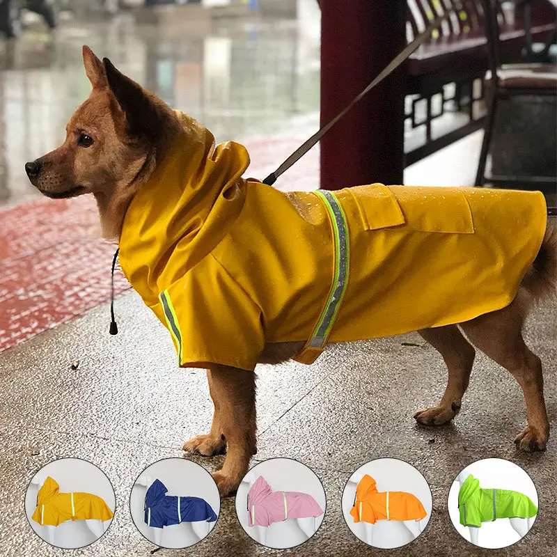 [Dog Raincoat] Large Dog Raincoat Cape Style Reflective Strip Pet Raincoat Windproof Rainproof Dog Hooded Raincoat