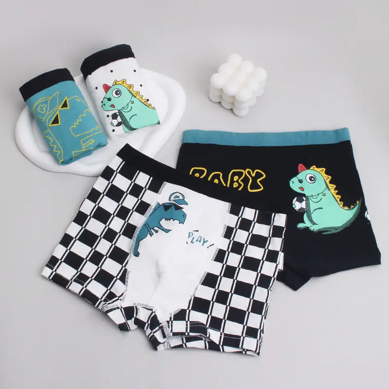 Antibacterial Children's Underwear Boys Pure Cotton Class A Boxer Shorts Boys Cartoon Small Medium Large Kids 4-Pack