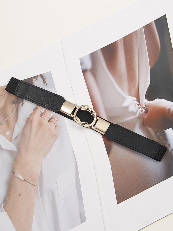 Women's Solid Color PU Buckle Belt, Fashionable Waistband for Jeans, Casual Waistband for Daily Clothing Decor, Trendy All-match & Exquisite Belt for Gift 3
