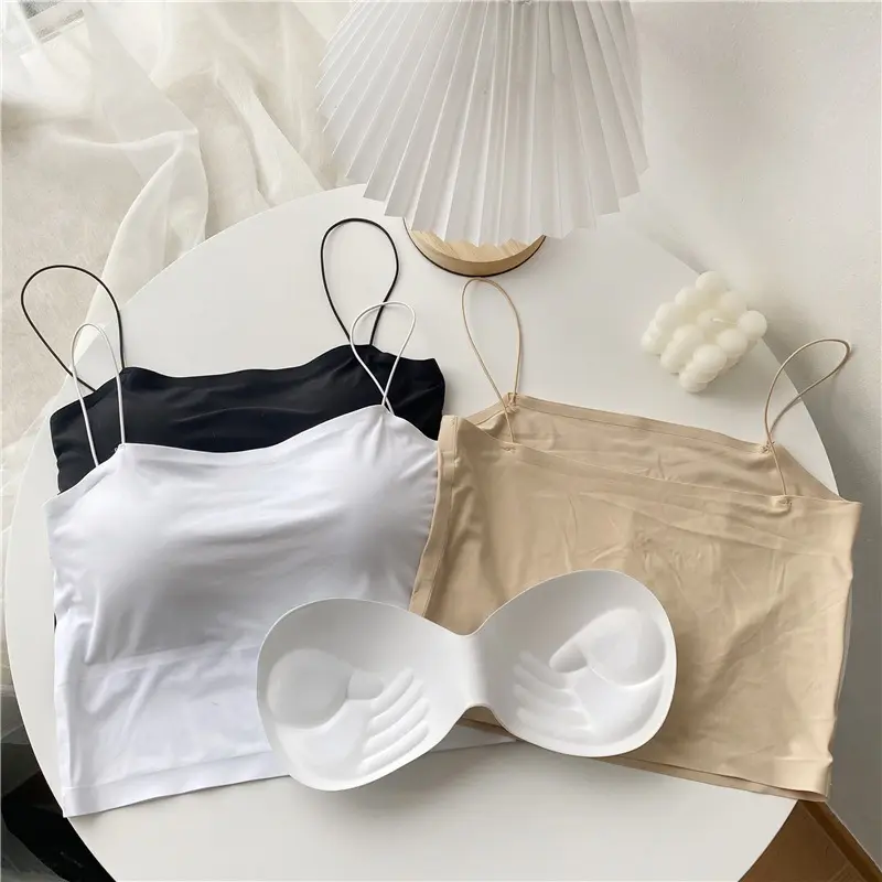 ONEFASHIONMALL BR073 Tanktop Silk Spaghetti Tank Top Dalaman Wanita Pakaian Bra Santai