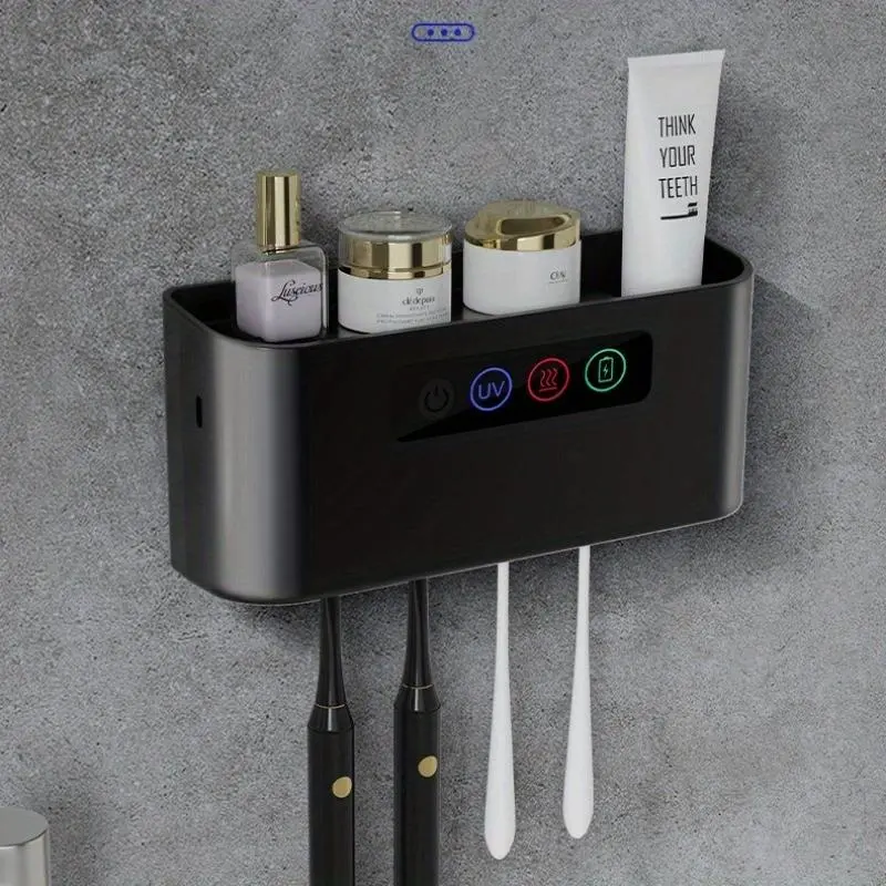 UV Toothbrush Sterilizer, 1 Count Wall Mounted Toothbrush Holder with Dry & Storage Function, Toothbrush Sterilizer Holder, Bathroom Supplies