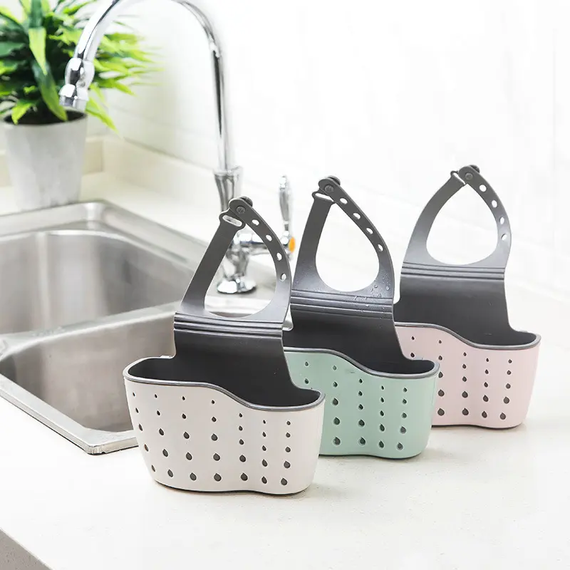 Giỏ dựng giẻ lưới 2 lớp rửa bát loại dày treo vòi nước bồn rửa Living C, chất liệu silicon rổ 8