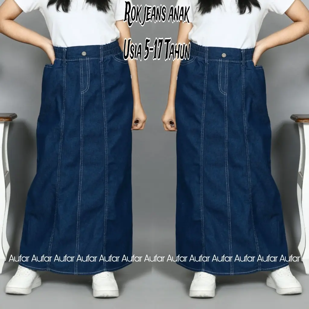 rok jeans skirt anak perempuan usia 5-17 tahun