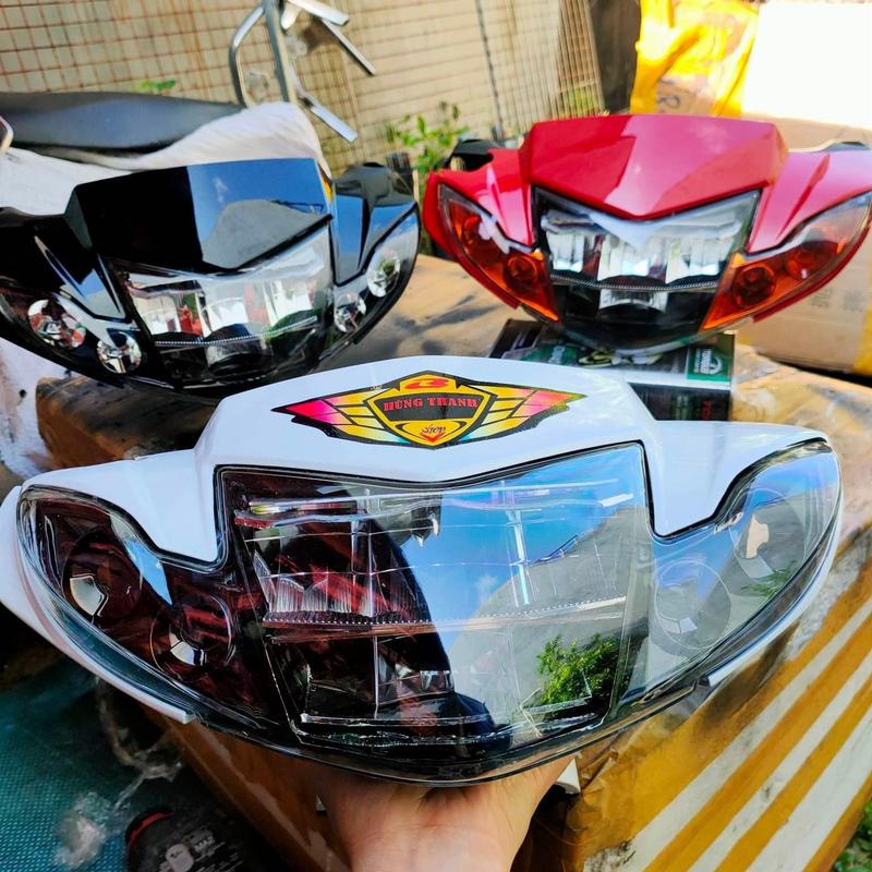 PHỤ KIỆN XE MÁY _ĐẦU ĐÈN 2 TẦNG dùng cho xe SIRIUS KÈM ỐP +BỢ ĐỦ MÀU kèm chân h4+bóng demi THẮNG ĐĨA Led Kem Xi Nhan