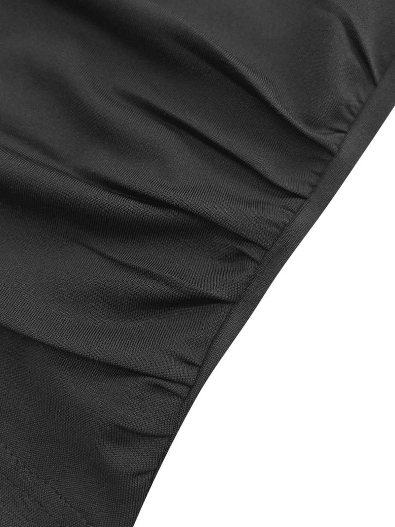 Product Introduction of Women's Solid Color Asymmetrical Neck Ruched Crop Top, Casual Sleeveless Top for Summer, Ladies Clothes for Daily Wear 7