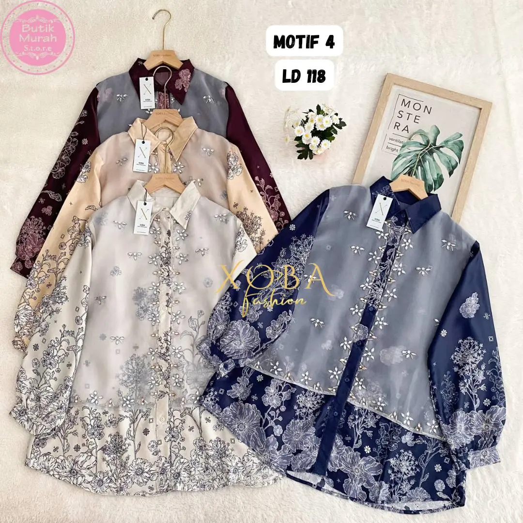 Xoba LD 100,118,120 CM 3506 Atasan Wanita Blus Katun 2 Motif J1240.1228 Baju Panjang