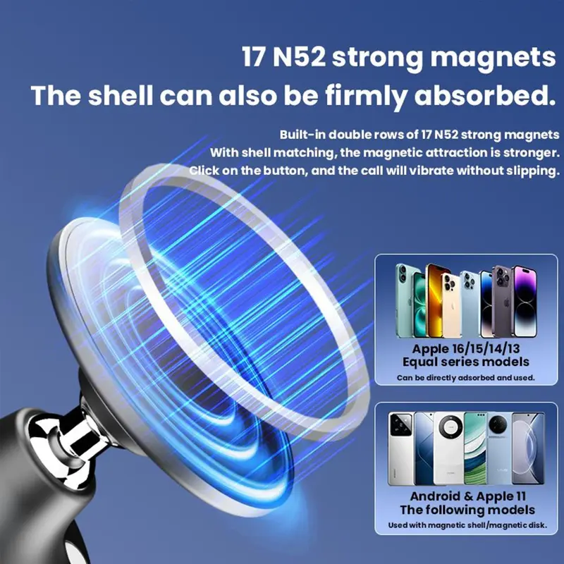 360° Vacuum Magnetic Phone Holder, 2 in 1 Wireless Charger Vacuum Adsorption Magnetic Phone Holder, Kitchen Bathroom Fixed Wall Mobile Phone Holder 5