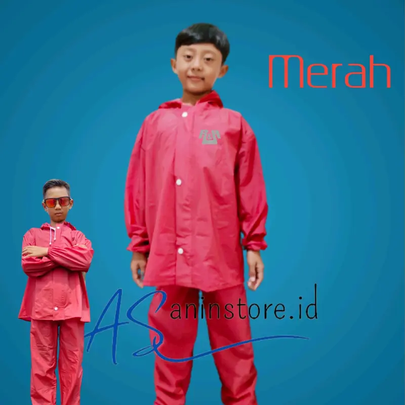 Jas Hujan untuk anak SD SMP Ukuran M, L dan XL Set Setelan 4