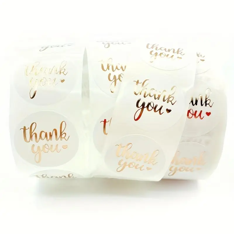 500pcs/set Gold Foil Thank You Sticker, Sealing Sticker, Round Label Sticker For Gift Wrapping 6