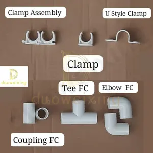 Fitting Pipa Conduit Lesso Clamp/Rakit,Klem U,Knee,Tee,Coupling dn20mm Aksesoris Conduit Putih Listrik
