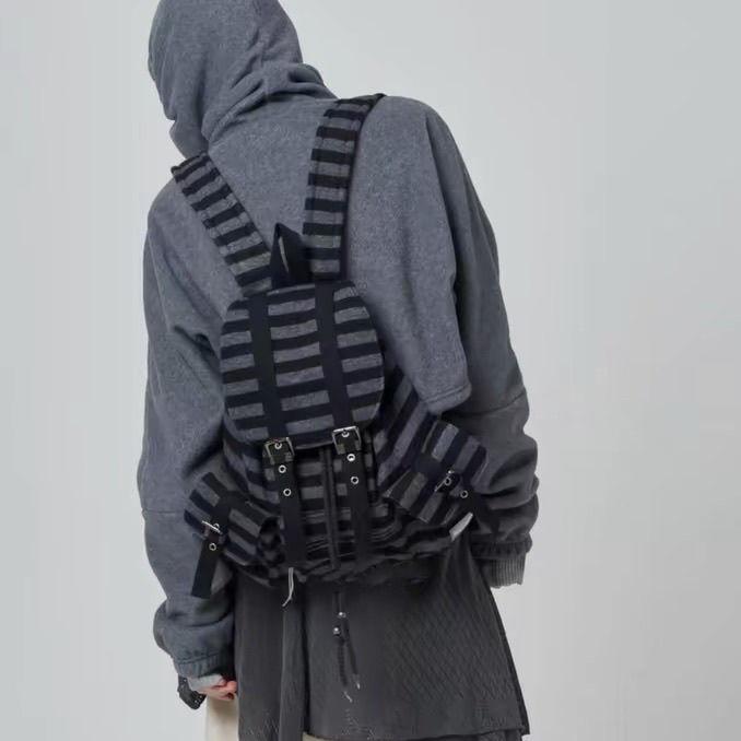 Product Introduction of Newjeans Same Tensedance Korean Flat Stripe Machine Can Casual Plaid Backpack Large Capacity 18