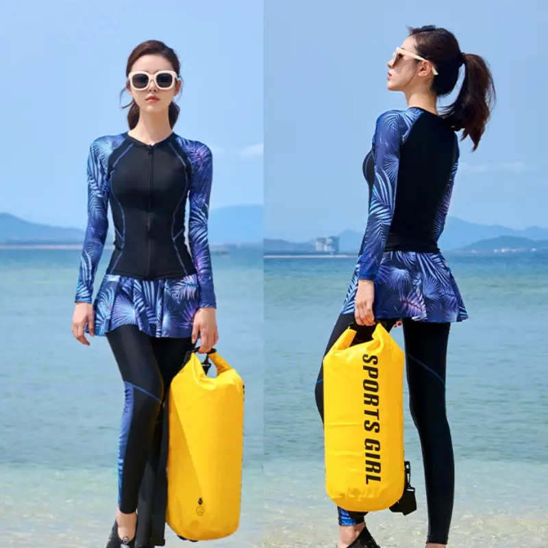 Diving suit women swimsuit swimwear plus size UV protect Beach surf snorkeling covered conservative skirt pants