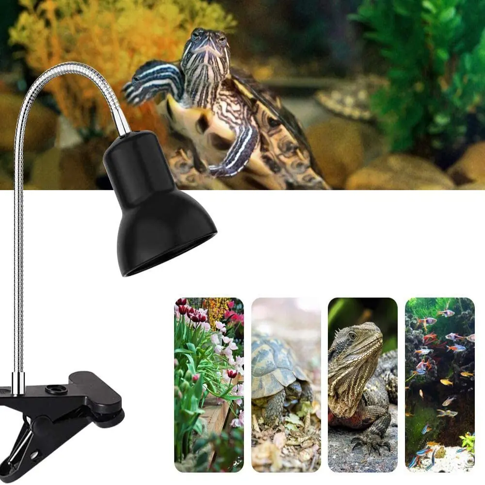 Heating Lamp Terrarium Light Dimmable E27 Reptile Lamp Holder Clip Turtles Heat Lampshade for Bivarium Lizard Kennel