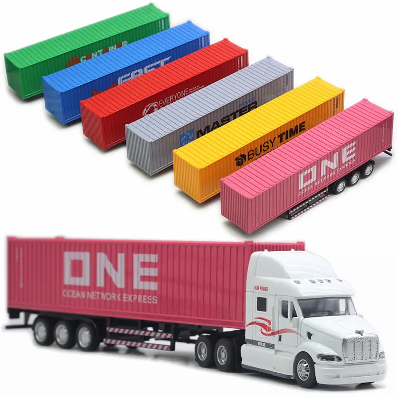Đồ chơi xe đầu kéo container đầu bằng hợp kim có đèn và âm thanh  chạy đà tháo rời được tỷ lệ 1:48 nhiều màu Toy Pin