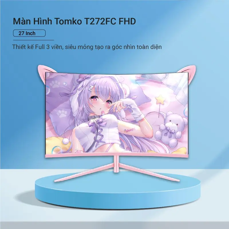 Màn hình máy tính Tomko 27 inch cong Hồng T272FC ROSE FHD 3