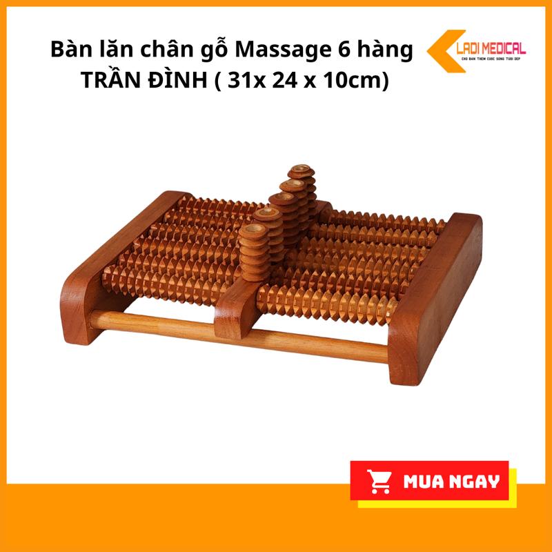 Bàn lăn chân gỗ Massage 6 hàng TRẦN ĐÌNH ( 31 x 24 x 10 cm) 0