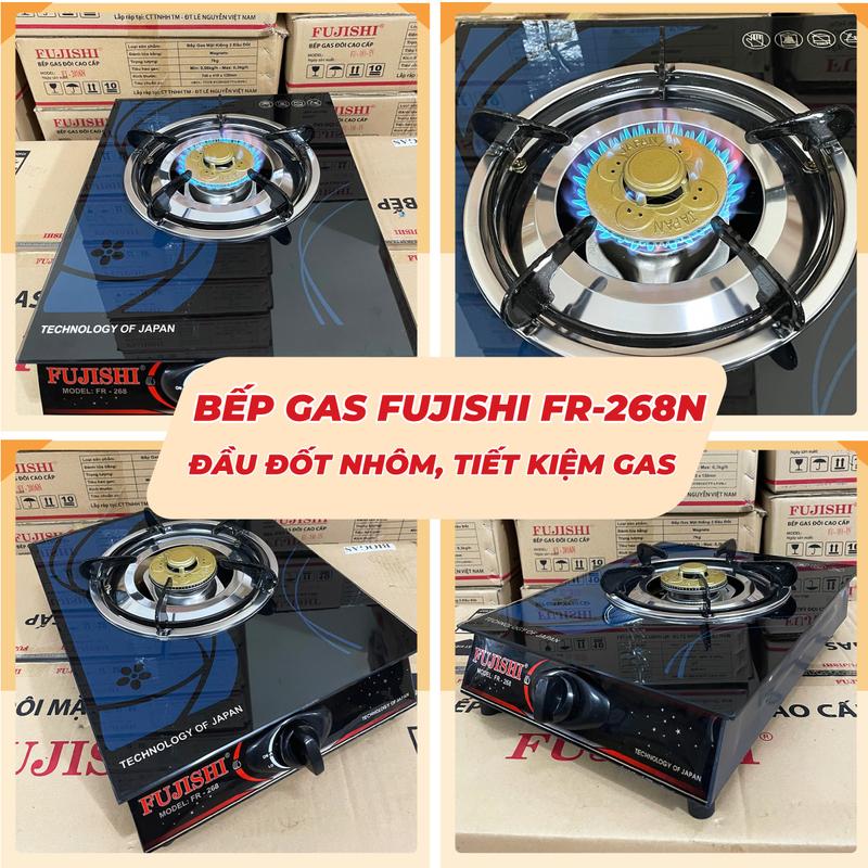  Bếp gas đơn FUJISHI FR-268N - Mặt kính XANH cường lực - Mâm chia lửa NHÔM - Lửa xanh tiết kiệm gas - Bảo hành chính hãng 02 năm 