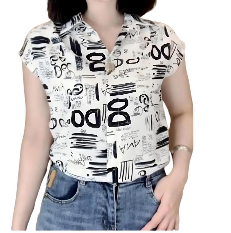 Áo sơ mi nữ  ngắn tay cổ đức  vải lụa mặc mát vào mùa hè Women Voi