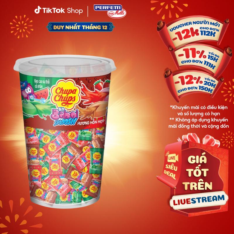  Kẹo cao su gum thổi có nhân Chupa Chups Big Babol Sploosh  Hũ 74 viên  hương dưa hấu dâu cola 