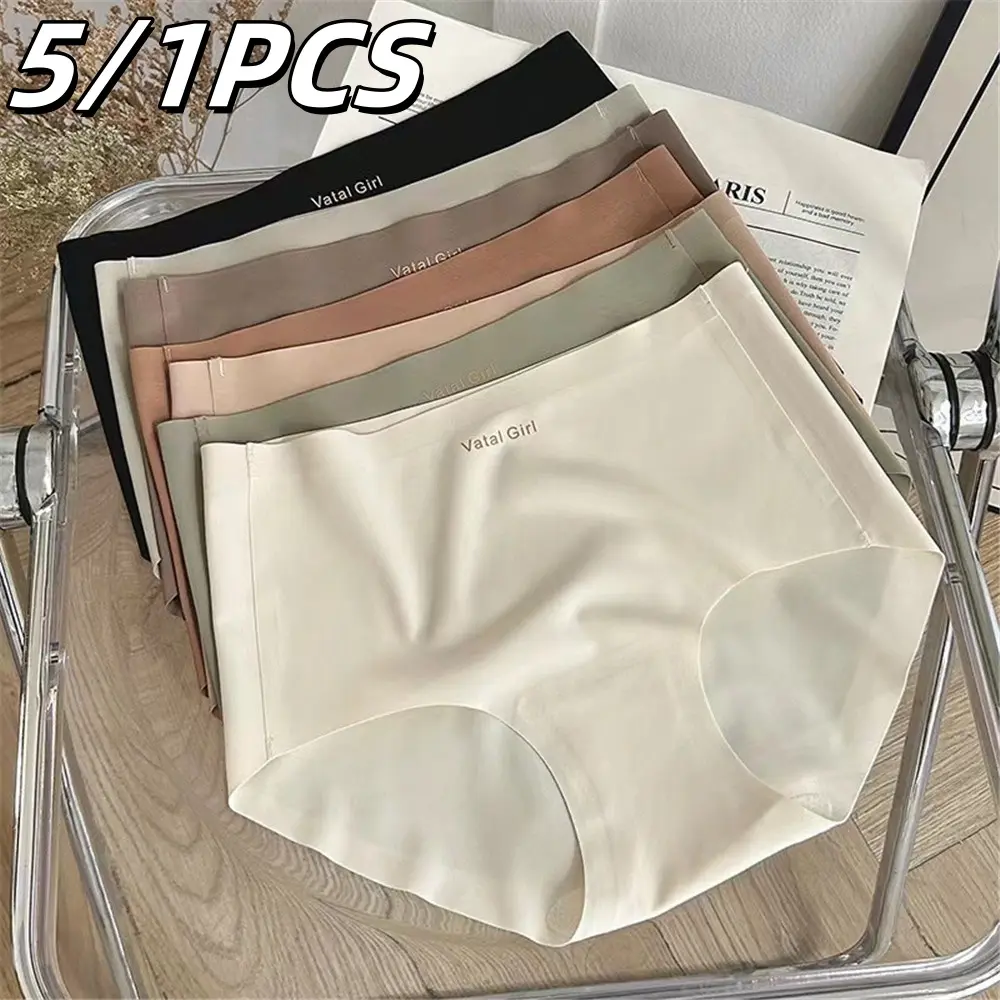 5/1PCS Seamless Panties For Women High Elastic Mid-waist Traceless Underpants Comfortable Breathable Traceless Lady's Briefs