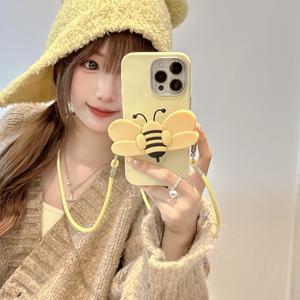 กระเป๋าสะพายข้างผึ้งน้อย สไตล์เดียวกับของเหลวดาวเทียม เข้ากันได้กับเคส Apple iPhone 16 Pro Max, 15 Plus, เพื่อนที่ดีที่สุด, 11, 12, 13, 14, PM, เนื้อหนัง, สากล, สไตล์เดียวกับคนดัง