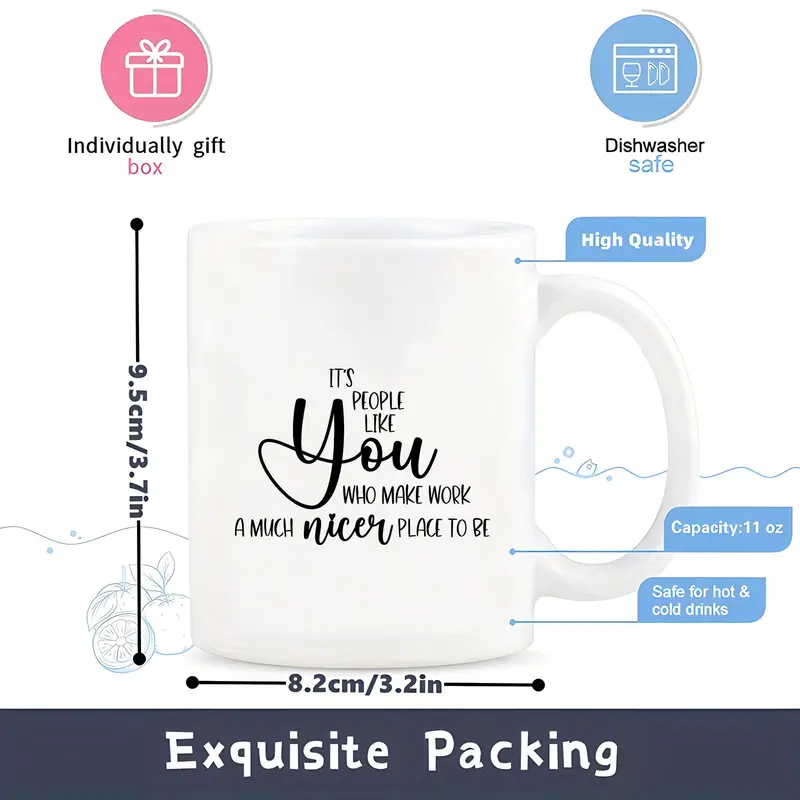 Letter Pattern Ceramic Mug, 1 Count 11oz Coffee Cup, Creative Gift for Colleagues & Work Partners, Office Celebration Gift 1