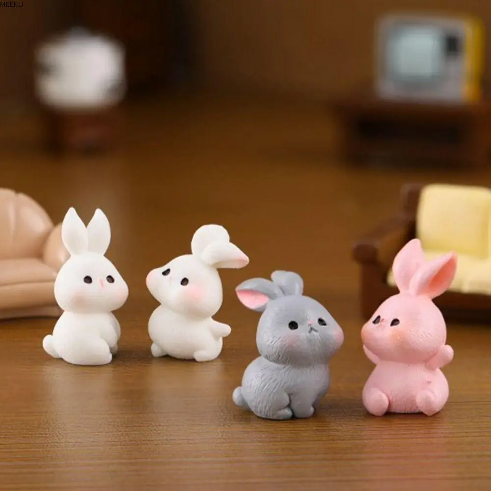 8 Styles DIY Rabbit Ornaments Cartoon Mini Resin Rabbit Model Micro Landscape Cute Rabbit Miniature Yard