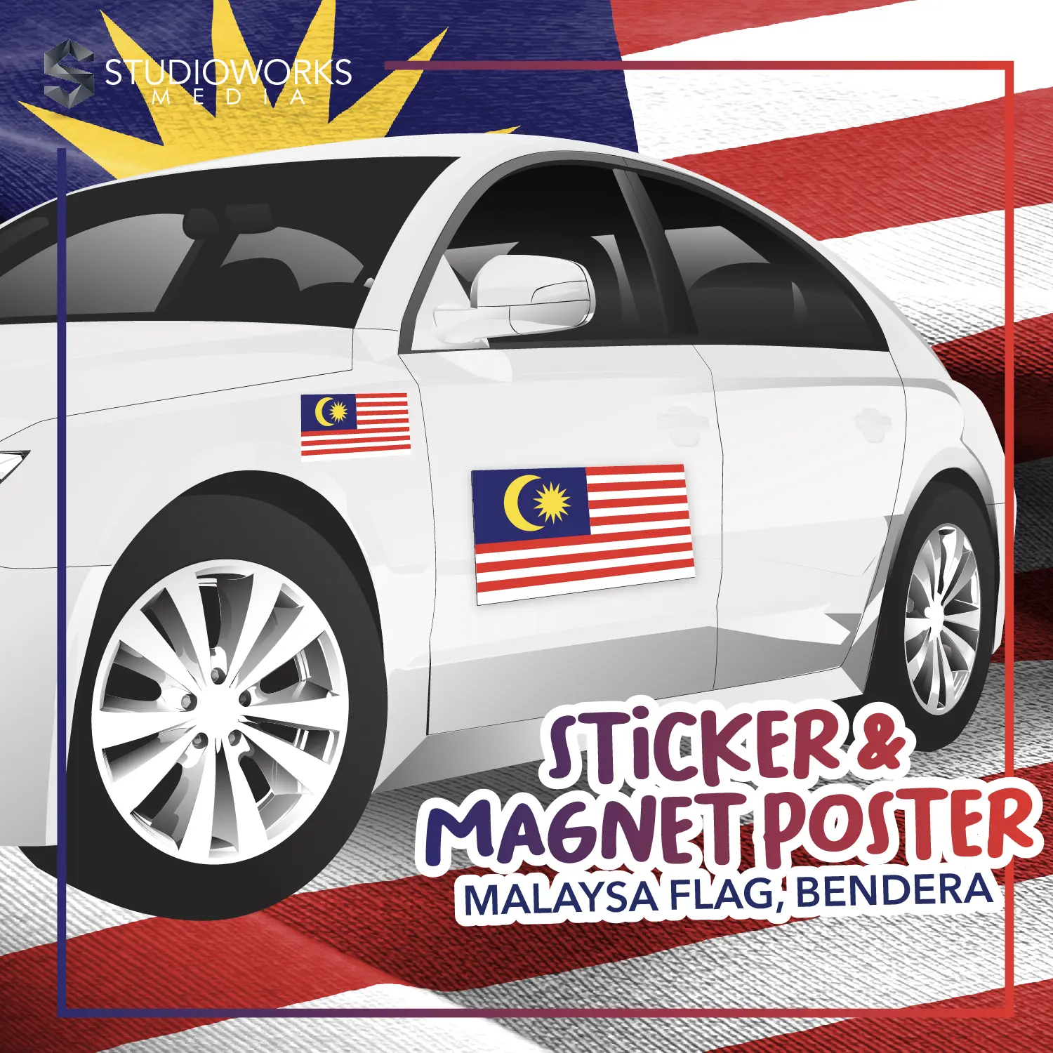 Magnet dan Sticker Poster Malaysia Flag Bendera Merdeka Accessories Car Kereta