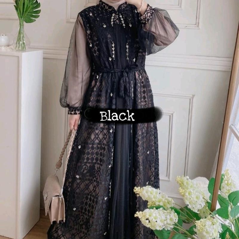 HARVA BRUKAT DRESS / DRESS  PESTA /  DRESS KONDANGAN / DRESS SERAGAMAN 2