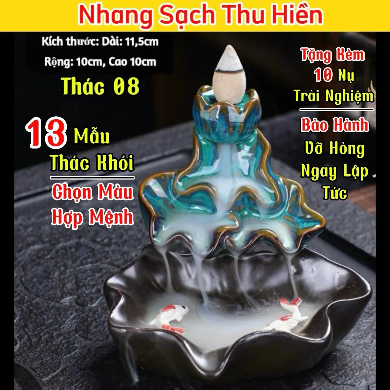 Xả Kho SLL Thác Khói Tiểu Cảnh(Tặng 10 Nụ Trải Nghiệm) Xông Trầm Khói Ngược, Chọn Màu Hợp Mệnh | Hương Tâm Hiền