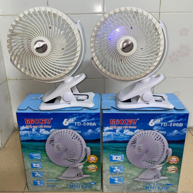 Quạt mini , quạt tích điện để bàn kẹp MICKEY 806 4800mAh pin siêu khỏe tích điện lâu tiện lợi