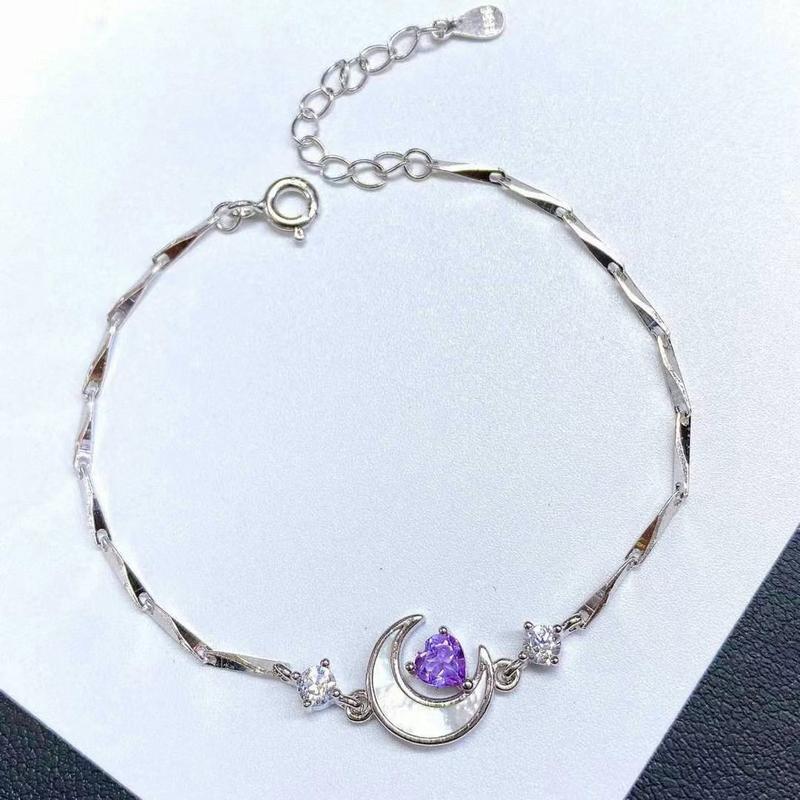 Product Introduction of Natural Amethyst Bracelet Inlaid S925 Silver Olivine Bracelet Topaz Bracelet for Women One Piece Dropshipping 2
