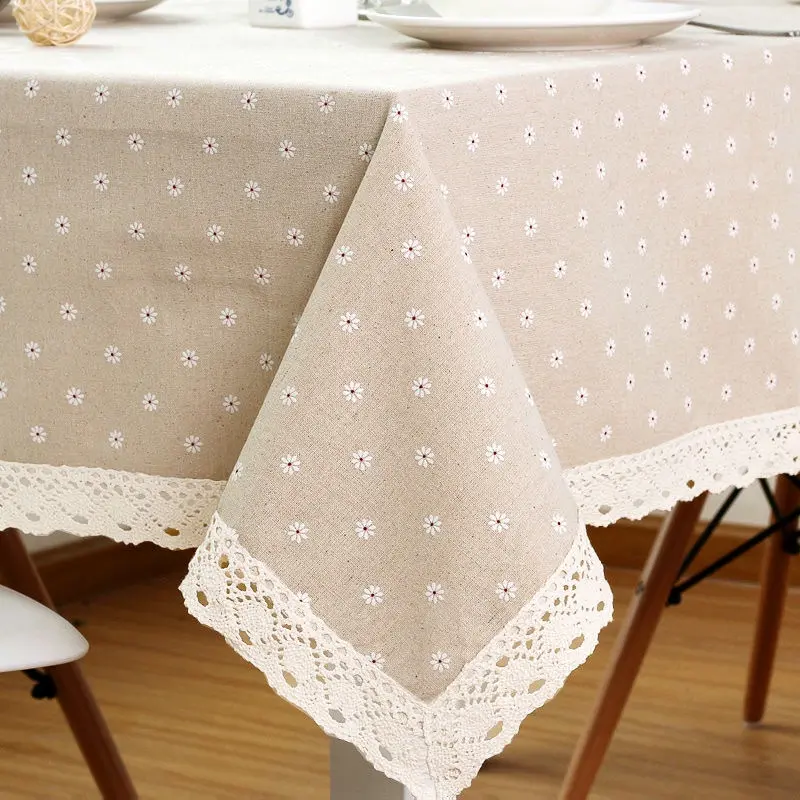 Cotton table cloth for 6 seats linen tablecloth ins fabric plaid pastoral kindergarten coffee table square dining desk meja makan