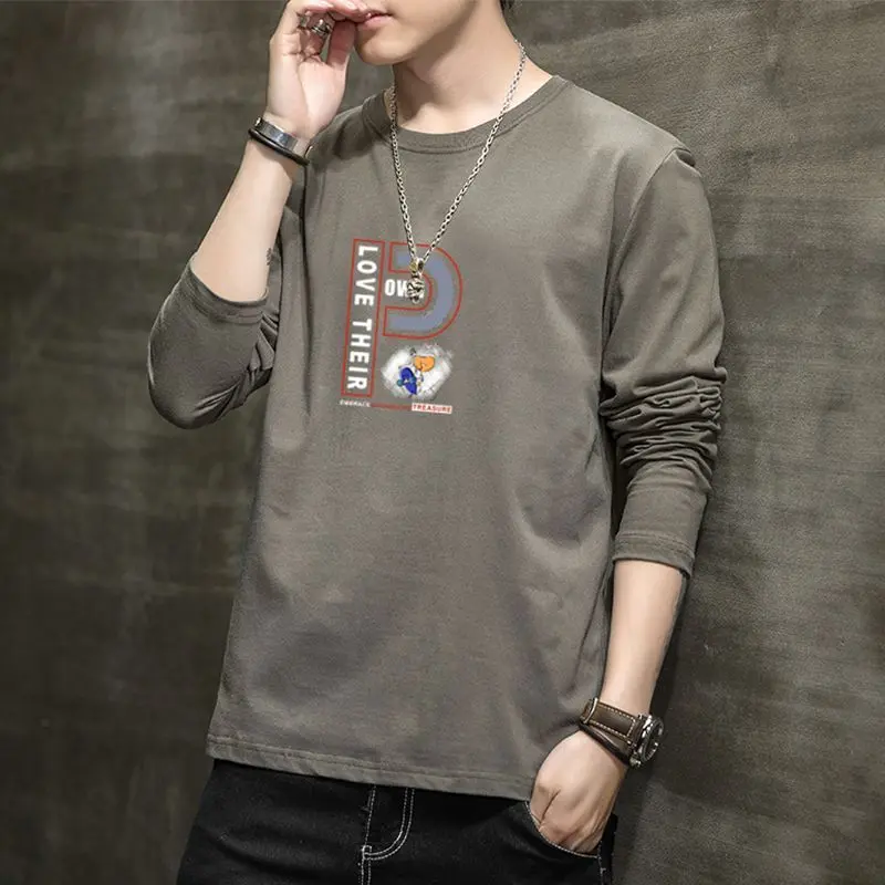 Áo Thun Cotton Dài Tay, Dành Cho Nam Giới, Mùa Thu Và Mùa Đông, Hàng Mới Về, Dáng Rộng Vừa Vặn, Áo Thời Trang Thường Ngày Áo Quần Áo, Thương Hiệu Thời Trang, Áo Thun Lót Cổ Tròn
