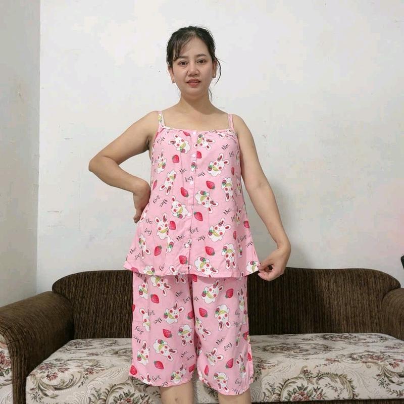 H-59. Đồ Bộ Tole Lanh Quần Lửng Áo Hai Dây Có Cài Nút Size 60-120kg .Hoạ Tiết Đa Dạng. có 18 hoạ tiết khác nhau. Nữ Women