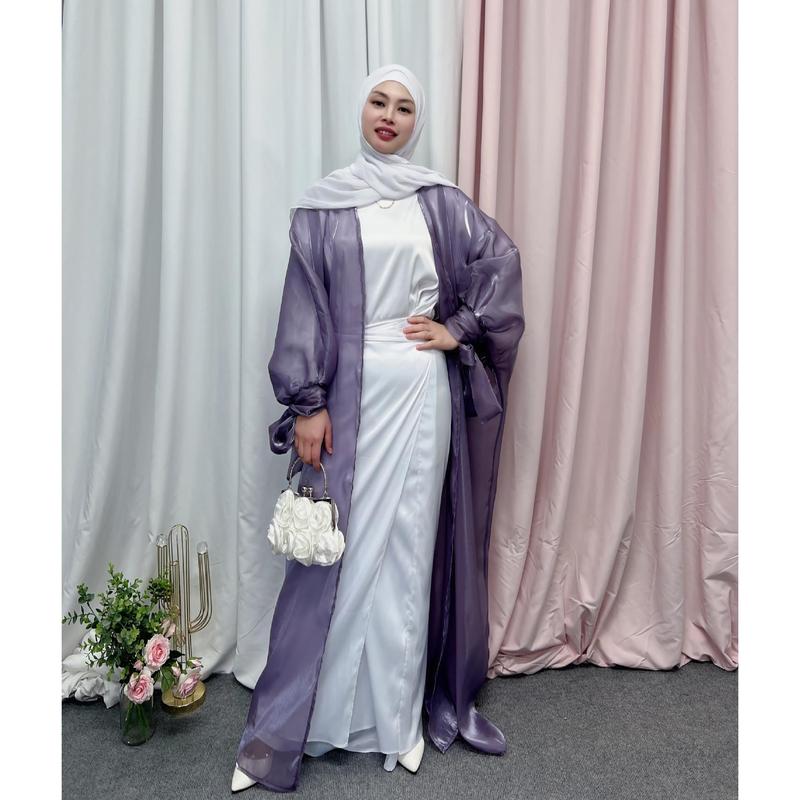 Váy Ngoại Cỡ Châu Âu Và Mỹ Cho Nữ, Áo Cardigan Tay Phồng Thanh Lịch, Váy Dài, Abaya Hồi Giáo, Trung Đông, Dubai 6