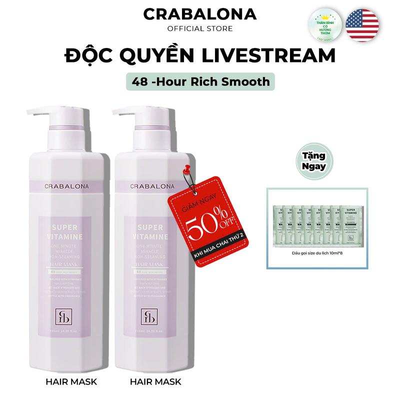 [COMBO Ủ XẢ] Độc Quyền Livestream Kem Ủ Xả 1 Phút Crabalona Super Vitamine - Bổ Sung Dưỡng Chất Cho Da Đầu Và Tóc, Cải Thiện Và Phục Hồi Dưỡng Tóc Hư Tổn