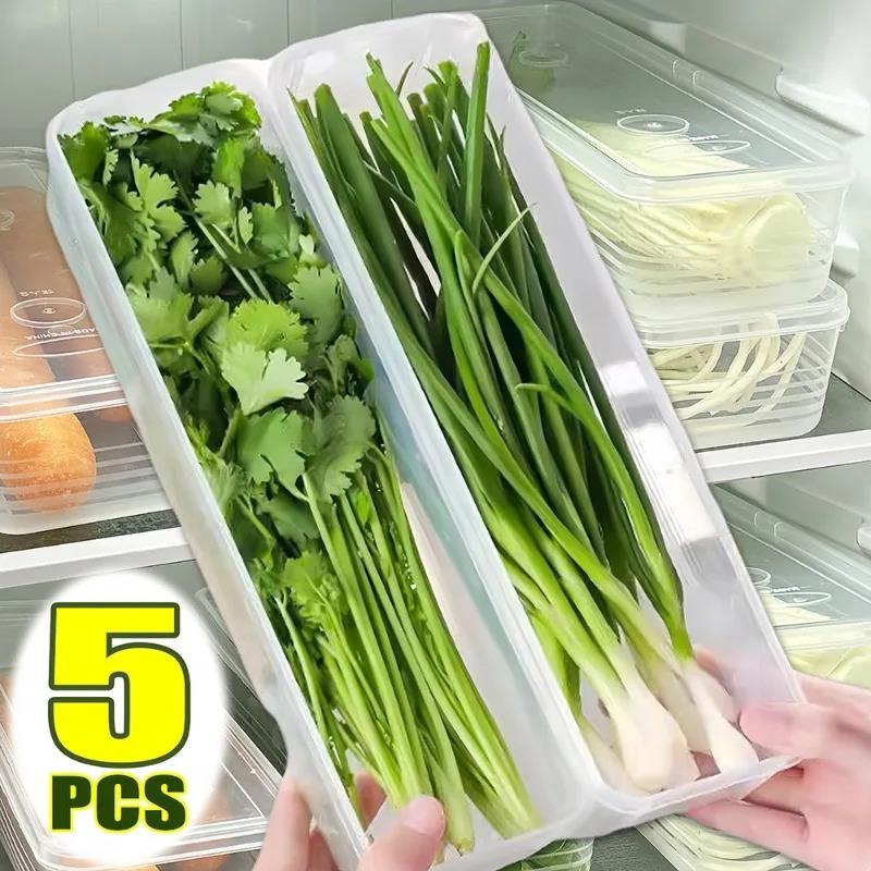 5Pcs Refrigerator Storage Boxes Rectangular Transparent Plastic Crisper ...