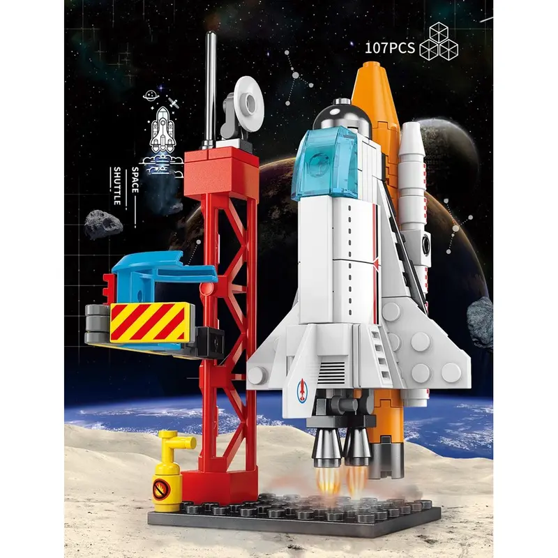 Mainan Rakit Blok Koleksi Pesawat Luar Angkasa Aerospace Rocket 107 Blocks Tinggi 14cm LELE BROTHER - 8858 Mainan Pendidikan Anak 4