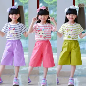SETELAN FASHION ANAK PEREMPUAN ATASAN SALUR USIA 4-11 TAHUN / SETELAN BEST SELLER ANAK/SKS