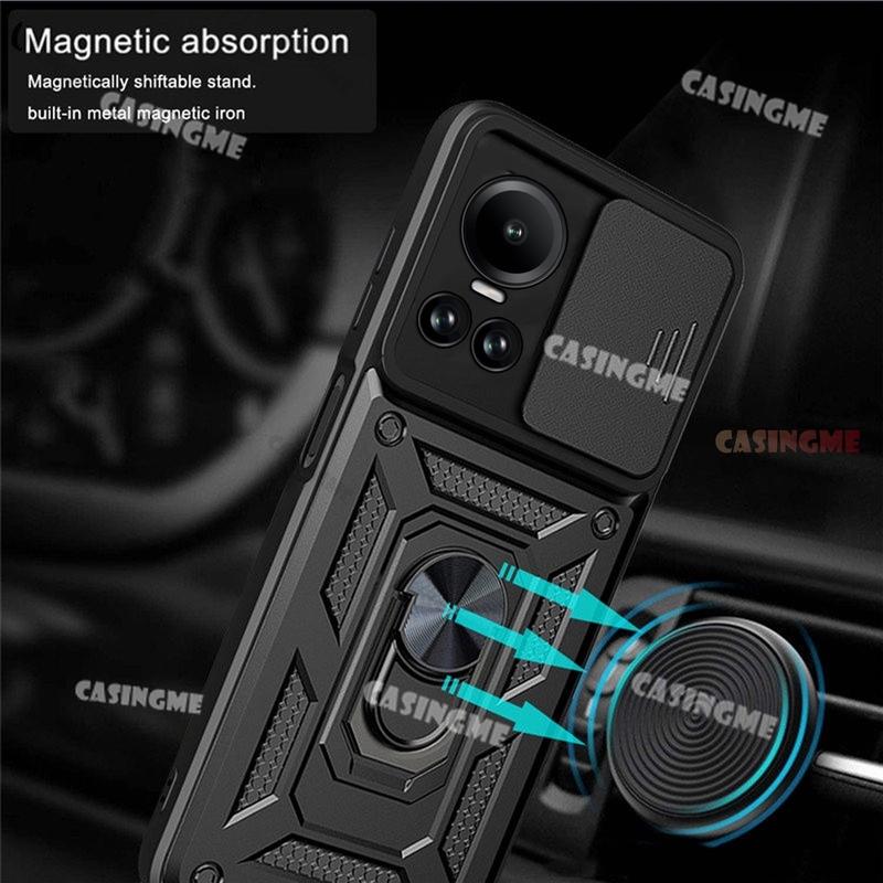 Ốp Giáp Chống Sốc, Dành Cho Oppo Reno10 5G Và 10pro 2023, Ốp Điện Thoại Di Động Có Giá Đỡ Vòng Nam Châm Cho Xe Hơi, Giá Đỡ Kéo Đẩy, Bảo Vệ Camera Ốp Lưng Điện Thoại Di Động, Thích Hợp Cho Camera Back Bay, Oppo Reno10pro + 5G 2