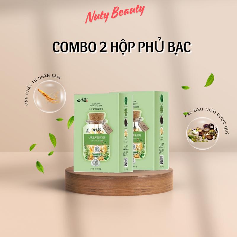 2 Hộp 20 gói Dầu gội phủ bạc Nhuộm Tóc Thảo Dược Đen và nâu hạt dẻ chăm sóc Tóc Tại Nhà Tại Nhà Nuôi Dưỡng Tóc Khoẻ Óng Mượt